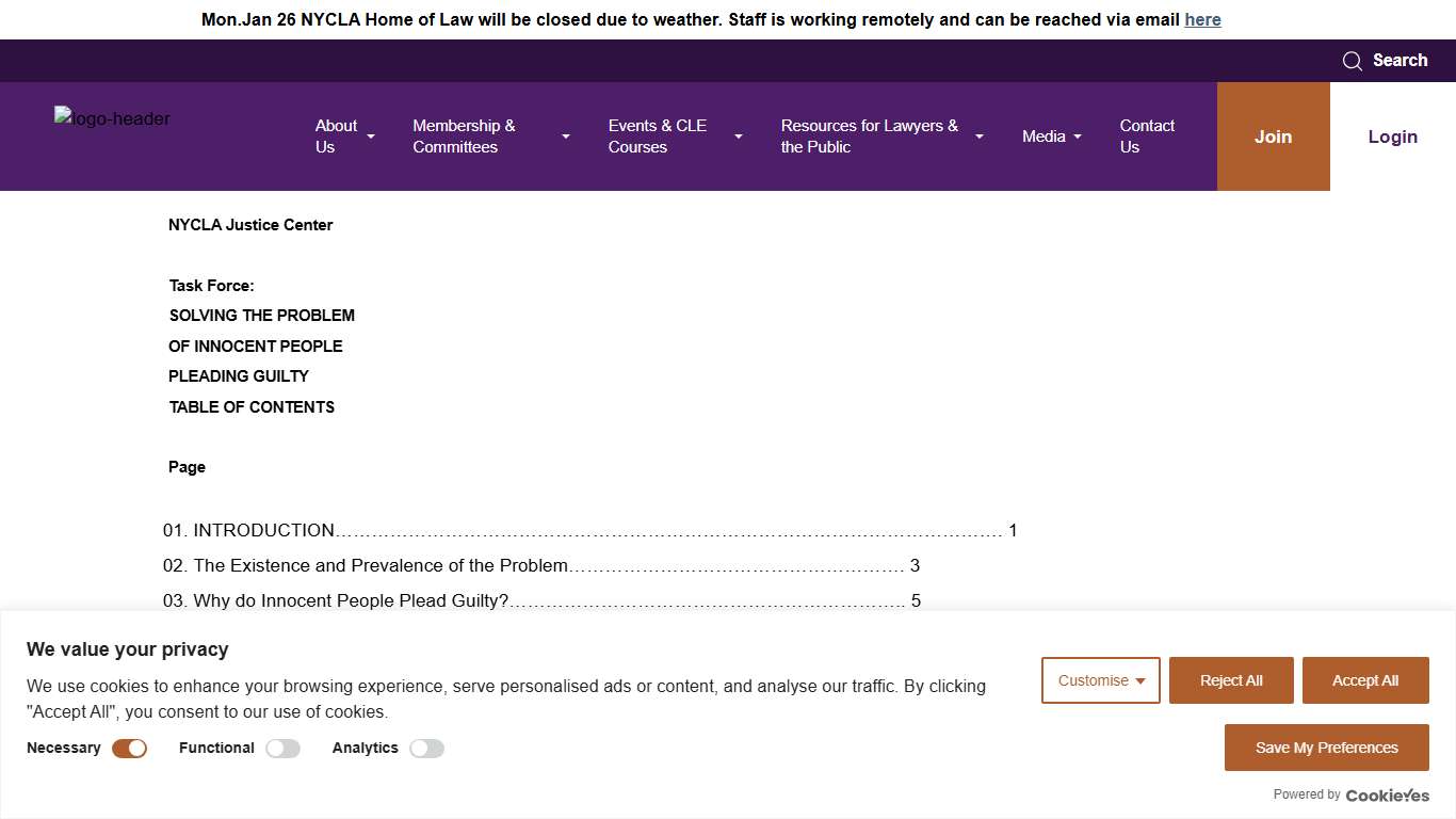 SOLVING THE PROBLEM OF INNOCENT PEOPLE PLEADING GUILTY - New York County Lawyers Association